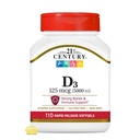 21세기 의료 비타민 D3 125 mcg (5,000 IU) 급속한 방출 Softgels, 110 조사