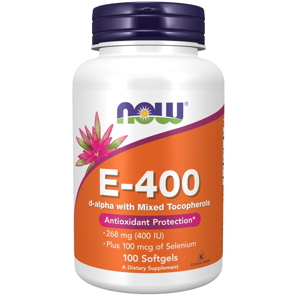 지금 보충교재, 비타민 E-400 IU의 혼합 Tocopherols, 산화 방지제 보호*, 100 Softgels