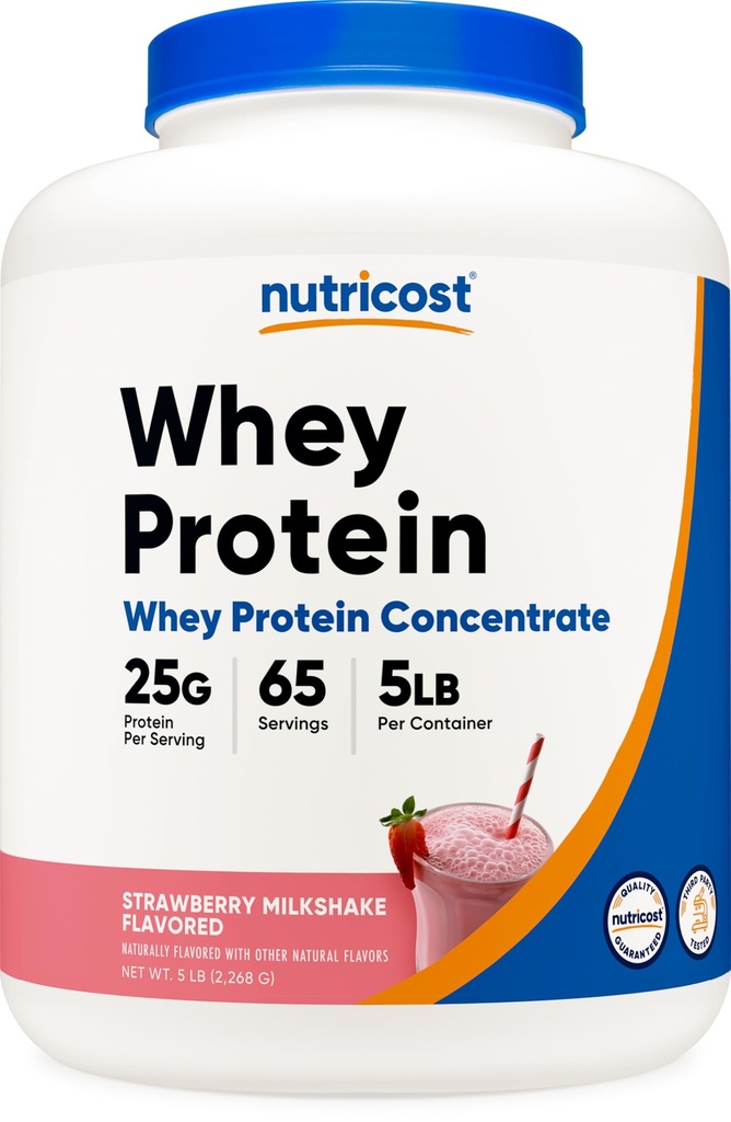 Nutricost Whey Protein Concentrate (Strawberry Milkshake) 5LBS - 글루텐 무료 및 GMO 무료