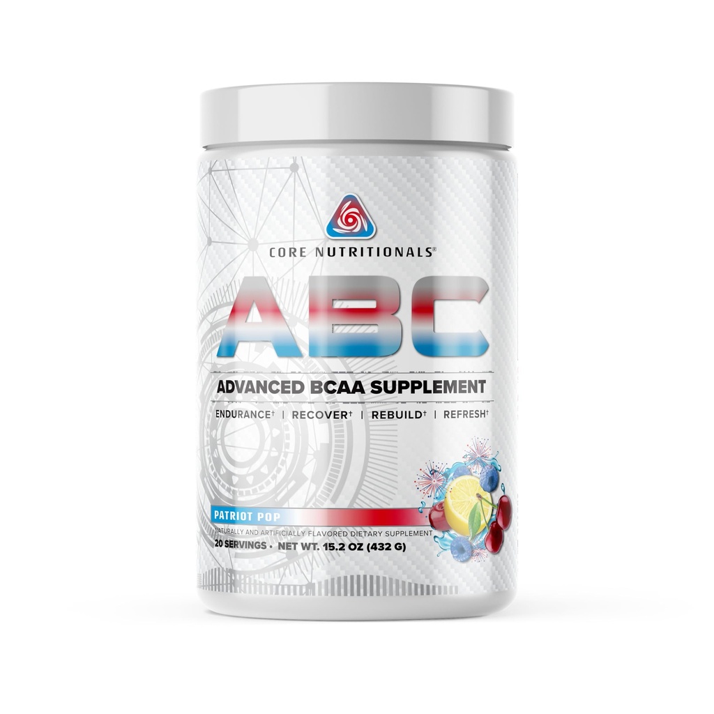 핵심 영양 ABC 고급 BCAA 보충 | 아미노산 회복 혼합 | 글루타민, 베타 알라닌, Citrulline Malate | 20 인분 (Patriot Pop)