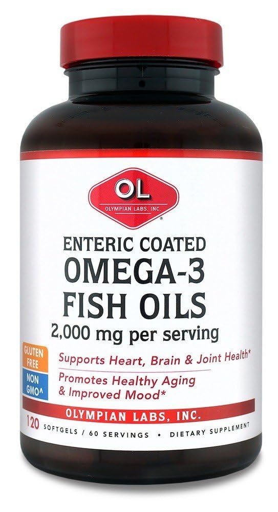 Olympian Labs Enteric 코팅 오메가 3 물고기 오일, 서빙 당 2000 mg / 60 서빙, 120 Softgels