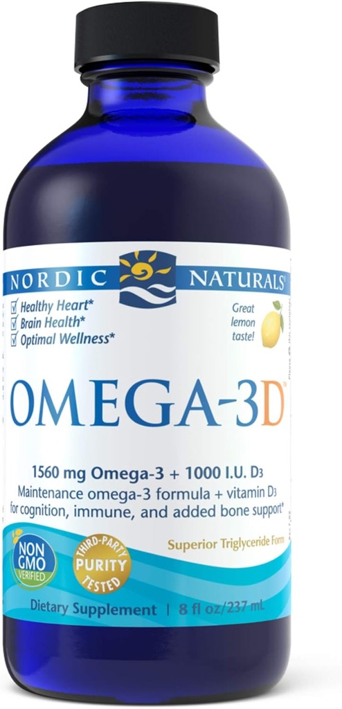 북유럽 자연 Omega-3D 액체, 8-Ounce, 0.88 병