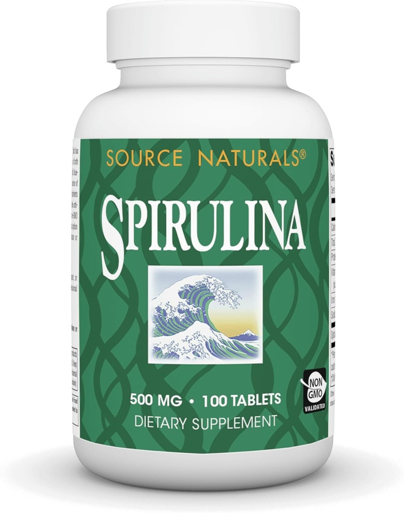 Source Naturals Spirulina - 면역 시스템 지원을위한 - 100 정제