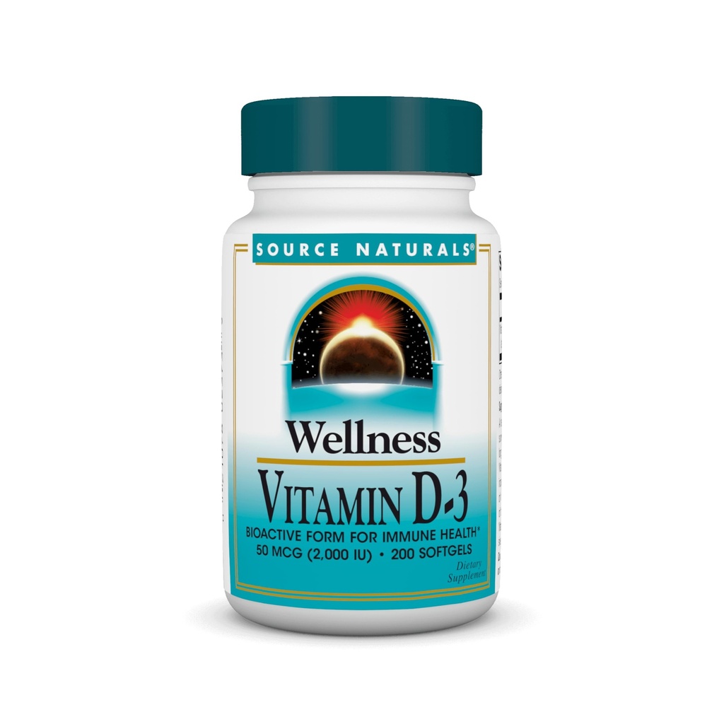 Immune Health* - 200 Softgels를 위한 Source Naturals Wellness 비타민 D-3 2000 iu 생물 활성 형태