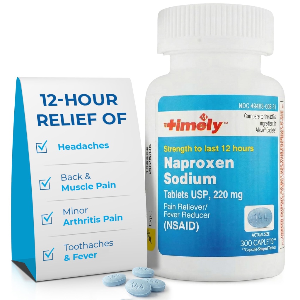 시간 모자 LABS, INC. 적시 Naproxen 나트륨 220mg - 두통을 위한 NSAID 고통 Reliever, 두통 Ache, 최소한도 관절염 고통 구호, 두통, 두통 - 최후 12 시간 - 300 조사