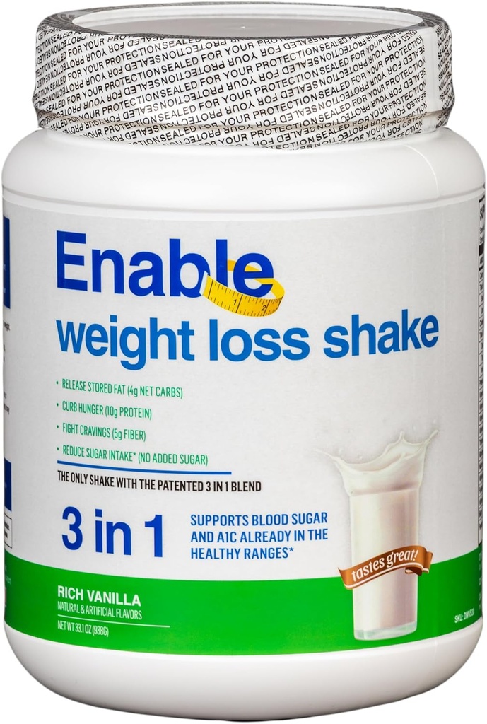 Enable Weight Loss Shake - 건강한 & 만족스러운 식사 보충, 2lb 8oz를 위한 Delicious 바닐라 풍미