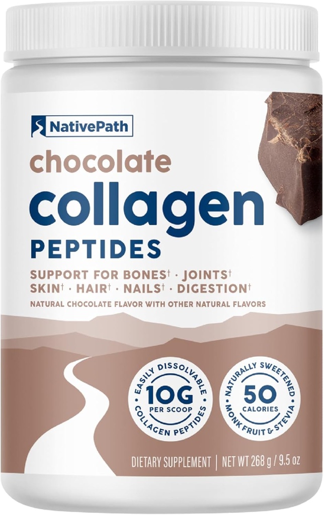 NativePath 교원질 펩티드 - 가수분해된 유형 1 & 3 교원질. Keto & Paleo Grass-Fed Protein Powder for Hair, Skin, Nails, Bones, Joints, Digestion and More - 글루텐이나 다이리 없음 (크롤레이트, 268g)