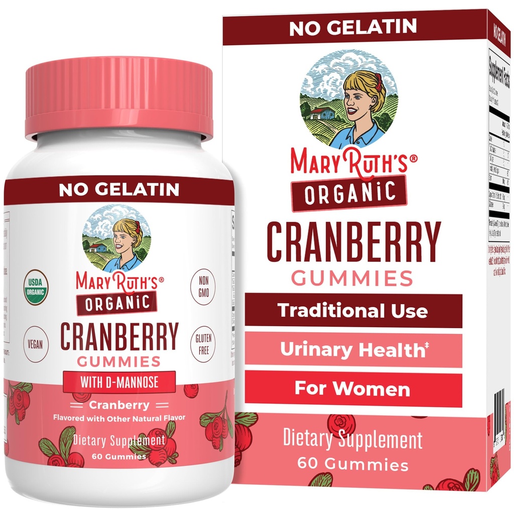 MaryRuth Organics Organic Cranberry Gummies - 500mg 보충교재 | 여성을 위한 Urinary Tract Health | D Mannose | 전통 용도 | USDA Organic | Vegan | 비 GMO | 30 인분