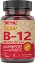 DEVA Vegan 비타민 B12 빠른 용해 보충교재 - 1000 Mcg Methylcobalamin B12, Folic 산, B6 - 레몬 맛 - 90의 Dissolvable 정제,