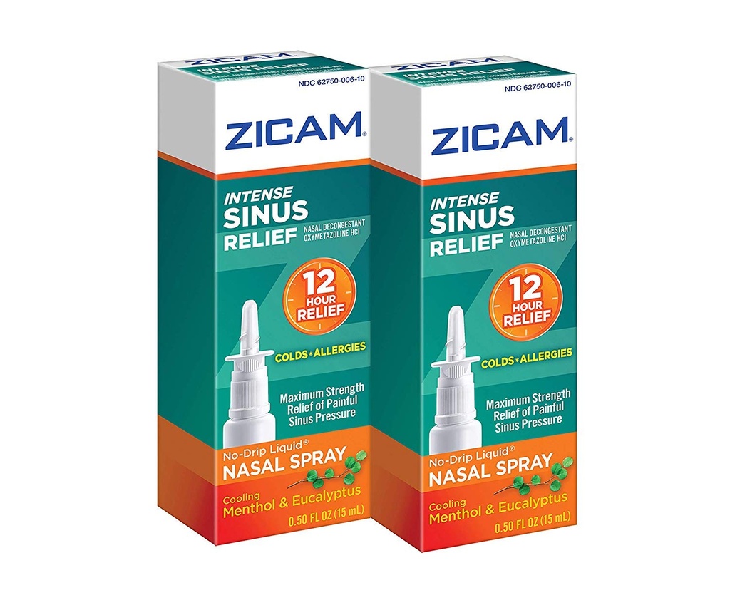 Zicam Intense Sinus Relief No-drip 액체 Nasal 스프레이 냉각 Menthol & Eucalyptus, 0.5 Ounce (2의 포장)