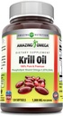 오메가 3s EPA, DHA, Phospholipids 및 Astaxanthin 1000 Mg와 놀라운 오메가 크릴 오일 120 softgels 보충 | 비 GMO | 글루텐 프리