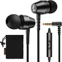 LUDOS OMNITONE 유선 이어폰 내장 헤드폰, 5 년 보증, 마이크가있는 이어폰, 3.5 mm 잭 Corded Ear Buds, iPhone, Samsung, 컴퓨터, 노트북, 어린이, 학교 학생을위한 Videoconference