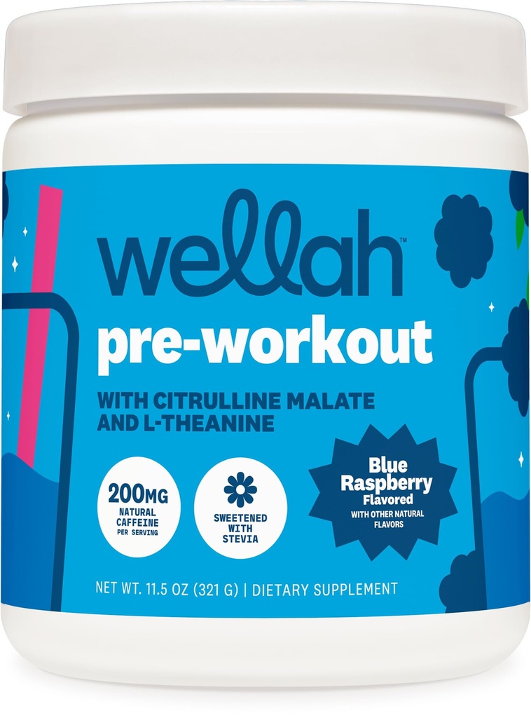 Wellah Get-Going Pre-Workout 음료 혼합 (블루 라즈베리 맛, 30 서빙)
