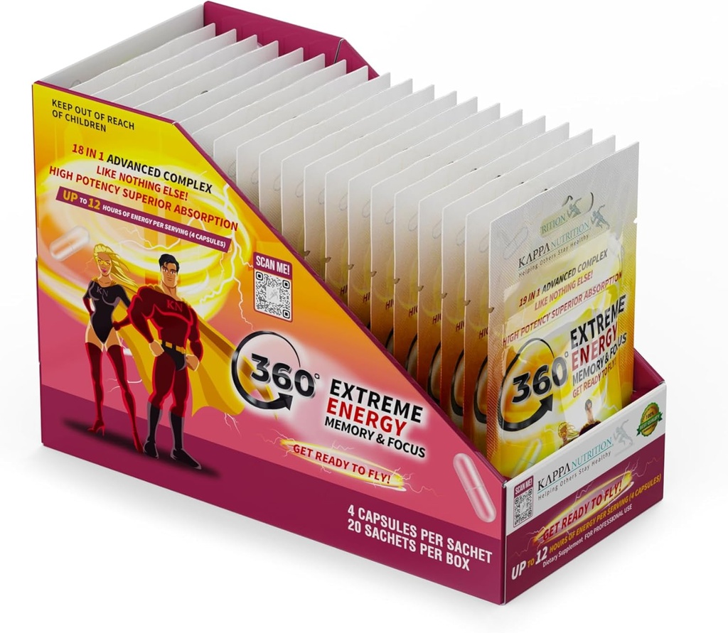 360 극한 에너지, 기억 & 초점 (1개의 전시 20 Sachets (4개의 캡슐 ea)