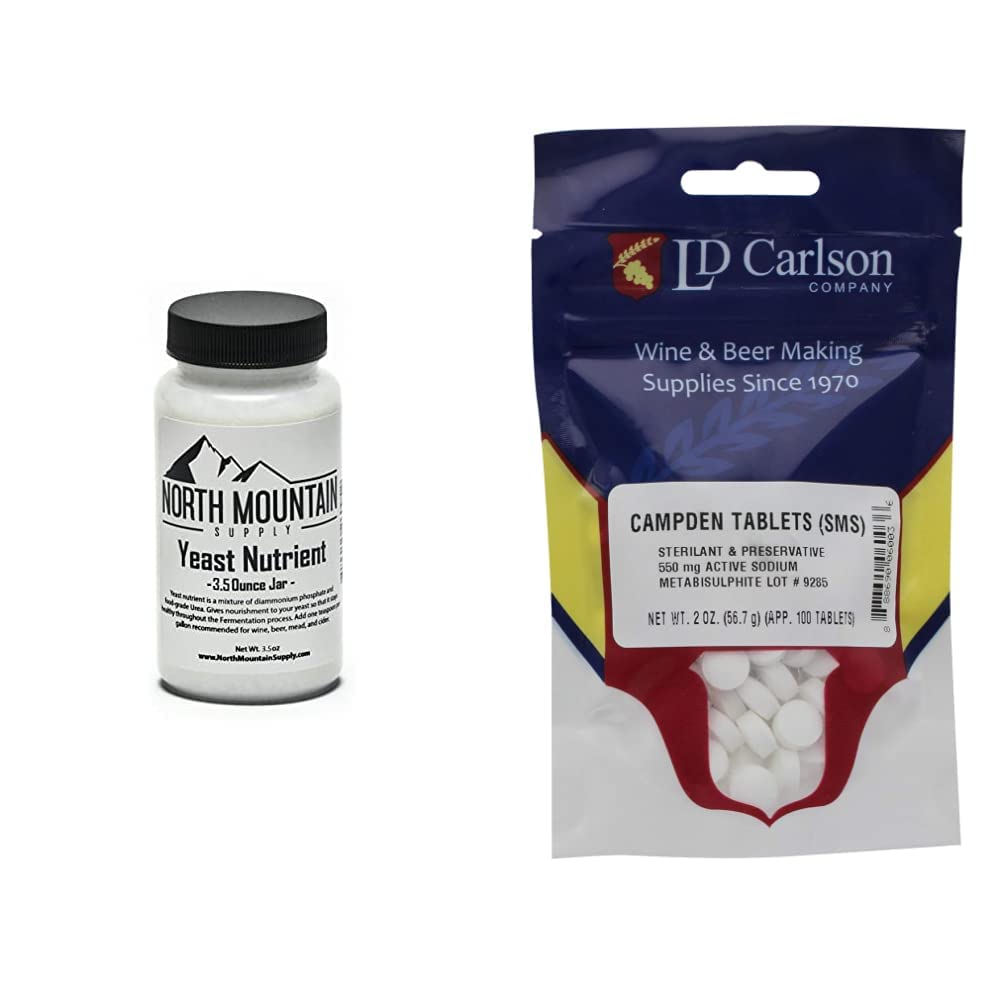 북산 공급 음식 급료 효모 영양 - 3.5 Ounce Jar & Campden 정제 (나트륨 metabisulfite) - 2 Oz (100 정제)