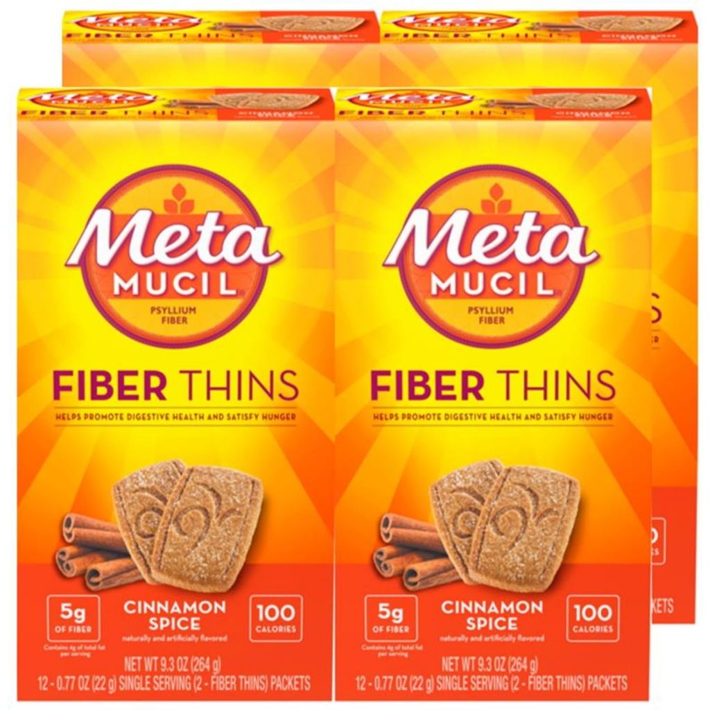 Metamucil 섬유는, 매일 섬유 보충교재 식사, Psyllium Husk 분말, 서빙 당 5g 섬유, Digestive 건강 및 Satisfies Hunger, Cinnamon 향미료, 4의 팩, 12의 서빙을 지원합니다
