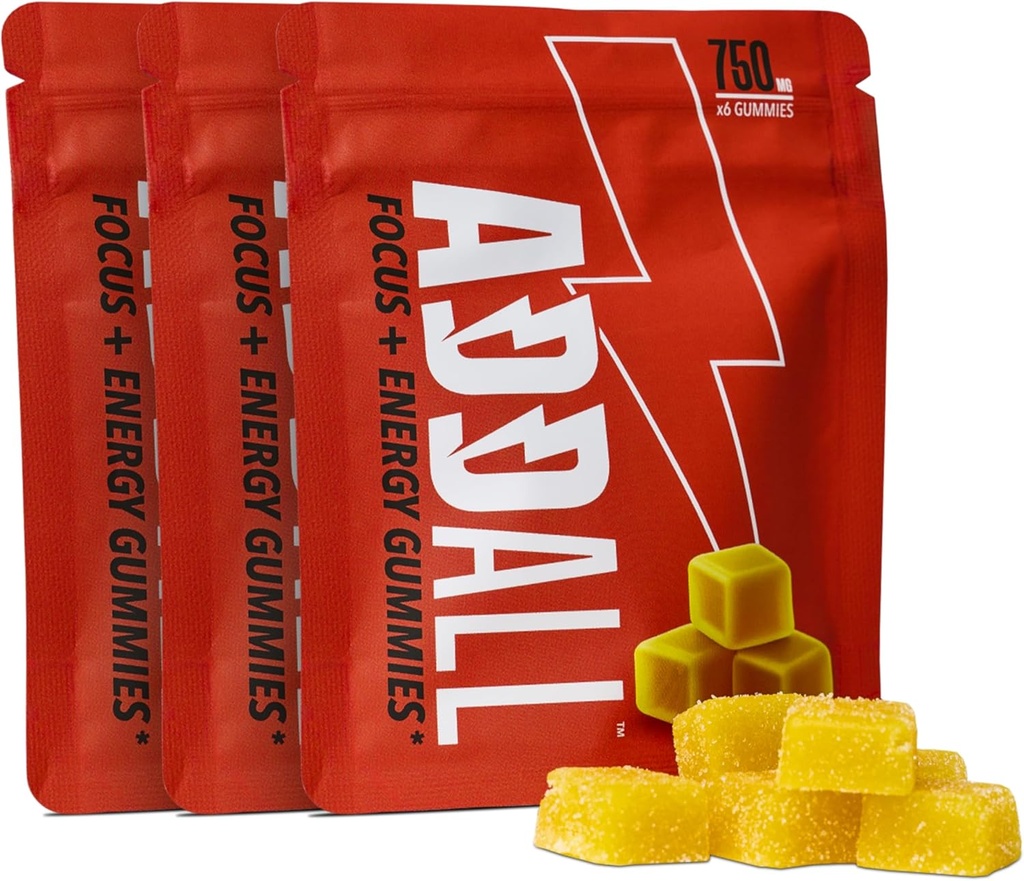 Addall 초점 & 에너지 Gummies 750mg (3 팩) #1 효과적인 대안 두뇌 보충 약 Nootropic & 에너지 | 충돌 없음 | 과학 Backed Formula | USA Made