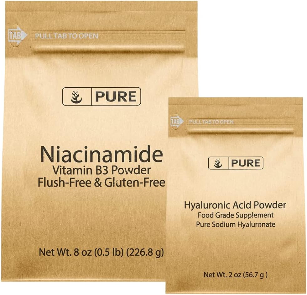 PURE ORIGINAL INGREDIENTS Niacinamide & Hyaluronic 산 뭉치, 수용성, 정밀한 분말