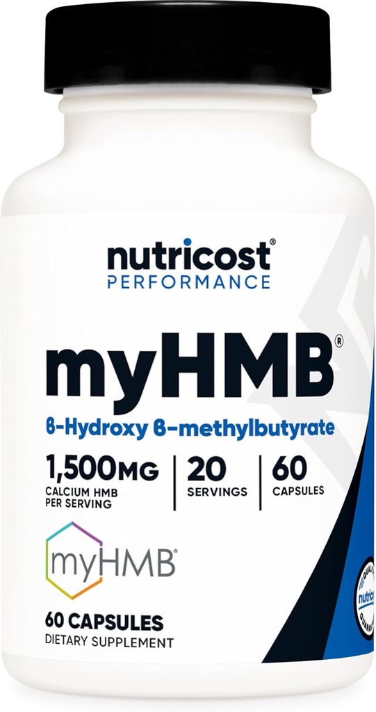 Nutricost myHMB 캡슐 1,500MG 칼슘 HMB 서빙 당, 60 캡슐, 20 서빙 - 성능 라인, 칼슘 B- 하이드 록시 B-Methylbutyrate Monohydrate