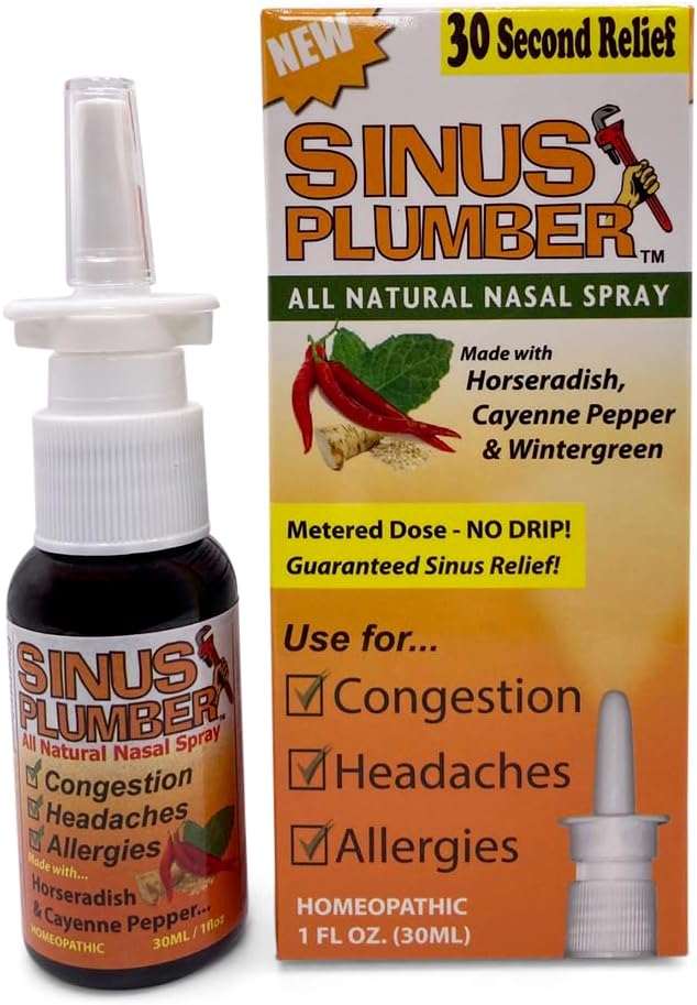 Sinus Plumber Pepper Nasal 스프레이, 알레르기 및 Sinus Relief, 혼잡, 두통, 1 fl oz