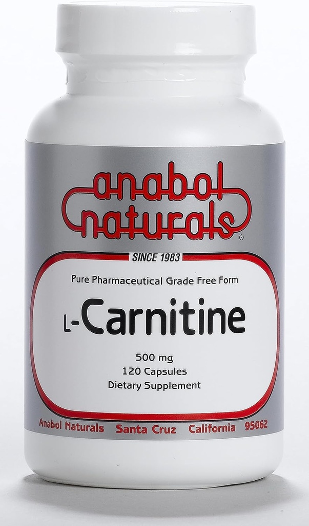 Anabol Naturals L-Carnitine 120 캡슐 500mg 순수한 L-Carnitine 캡슐 당, 120의 서빙