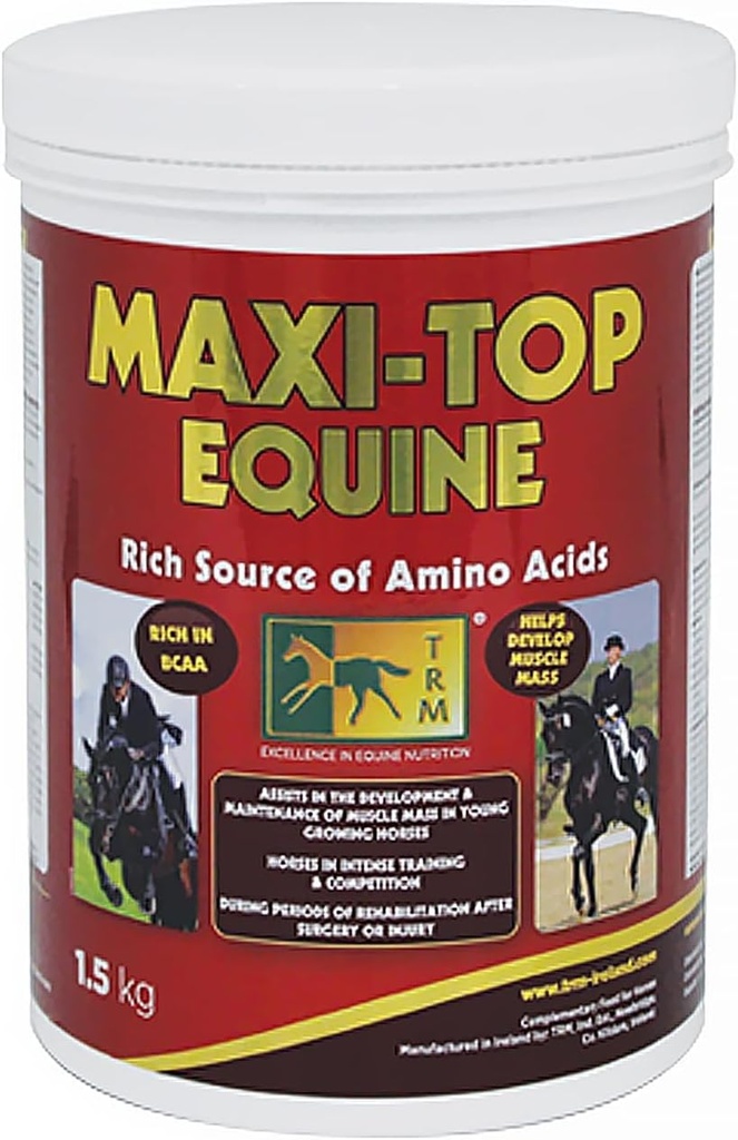 TRM Maxi-Top 말 피드 단백질 및 비타민 E 보충교재 | Equine 근육 성장과 발달을 위한 아미노산과 산화제 - 3.3 lb (1.5 Kg) - 3.3 lb