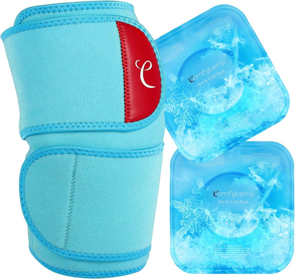Comfytemp 2개의 젤 연약한 찬 팩을 가진 큰 무릎 얼음 팩 포장, Meniscus 눈물, 합동 고통 기복, 관절염, ACL를 위한 재사용할 수 있는 압축 무릎 버팀대, 수술 후에 좋은 선물, 남자 여자 운영하는 장치