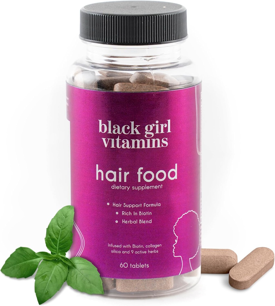 Black Girl Vitamins - 머리 성장 지원, Vegan, Gluten-Free, 60ct을위한 Collagen과 헤어 식품 Biotin 보충