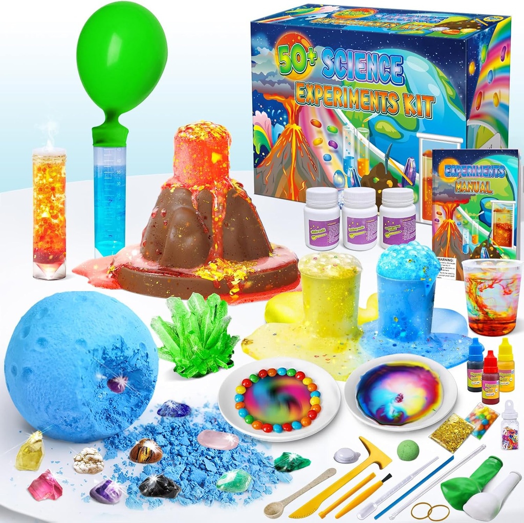 UNGLINGA 50 + 과학 실험실 실험 키트 아이, STEM 활동 교육 과학자 장난감 선물 소년 소녀 Chemistry 세트, Gemstone, Volcano Eruption