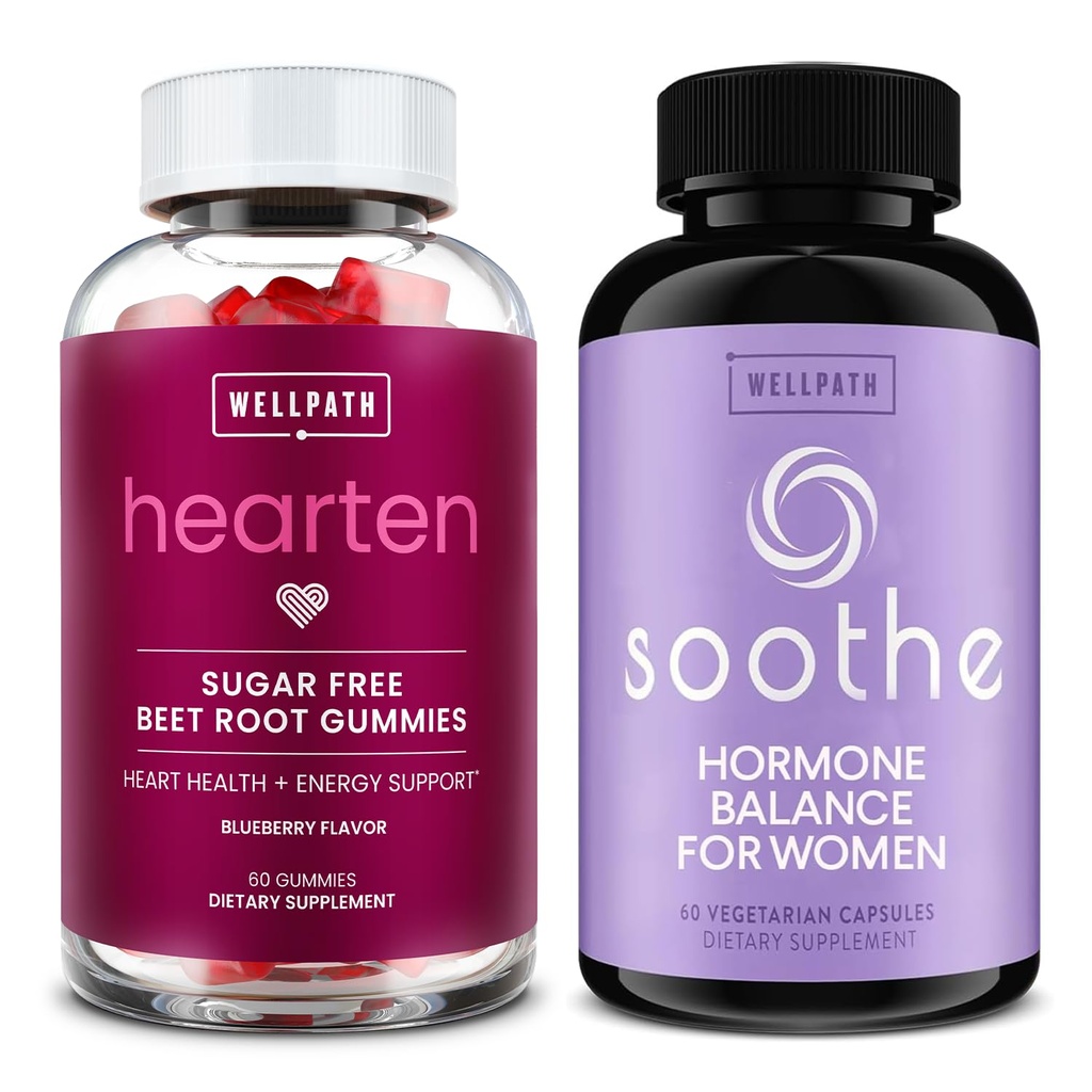 WellPath Beet 루트 Gummies (Sugar Free) 1500 mg - 혈압 지원을위한 블루 베리 맛과 여성 + Cortisol 관리자를위한 Soothe 호르몬 균형, 60 Ct