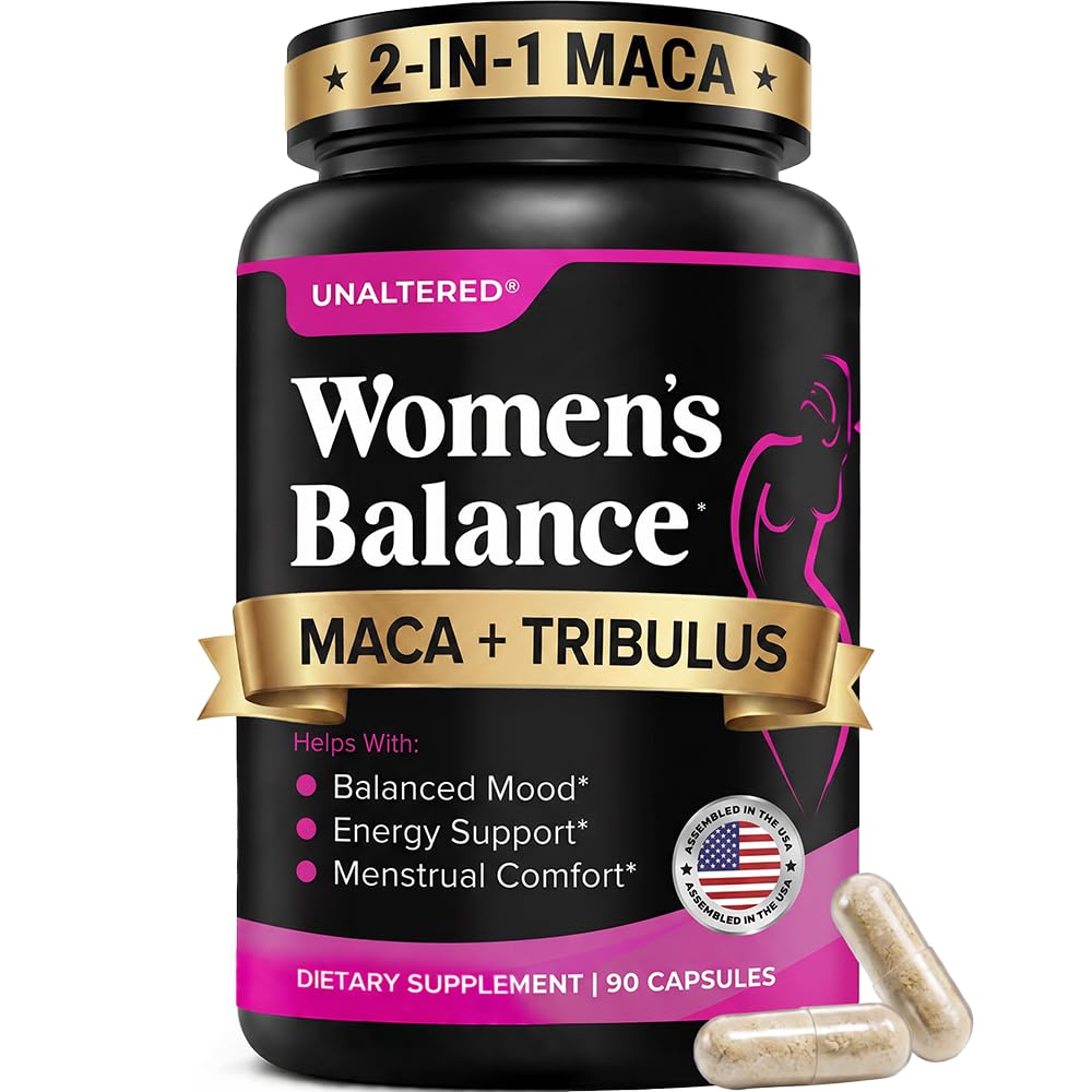 여성을위한 UNALTERED 호르몬 균형 & 무드 지원 - Tribulus Terrestris & Red Maca Root Extract와 자연적으로 Hormonal Balance & Energy 지원 - 규정식 보충교재 - 90 Vegan 캡슐