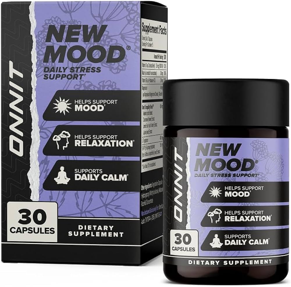 ONNIT 새로운 무드 일일 스트레스 지원 캡슐, IGENTM 비 GMO 테스트, 수면 및 무드 지원 남성과 여성을위한 보충, 매일 스트레스 관리 캡슐, 30 카운트