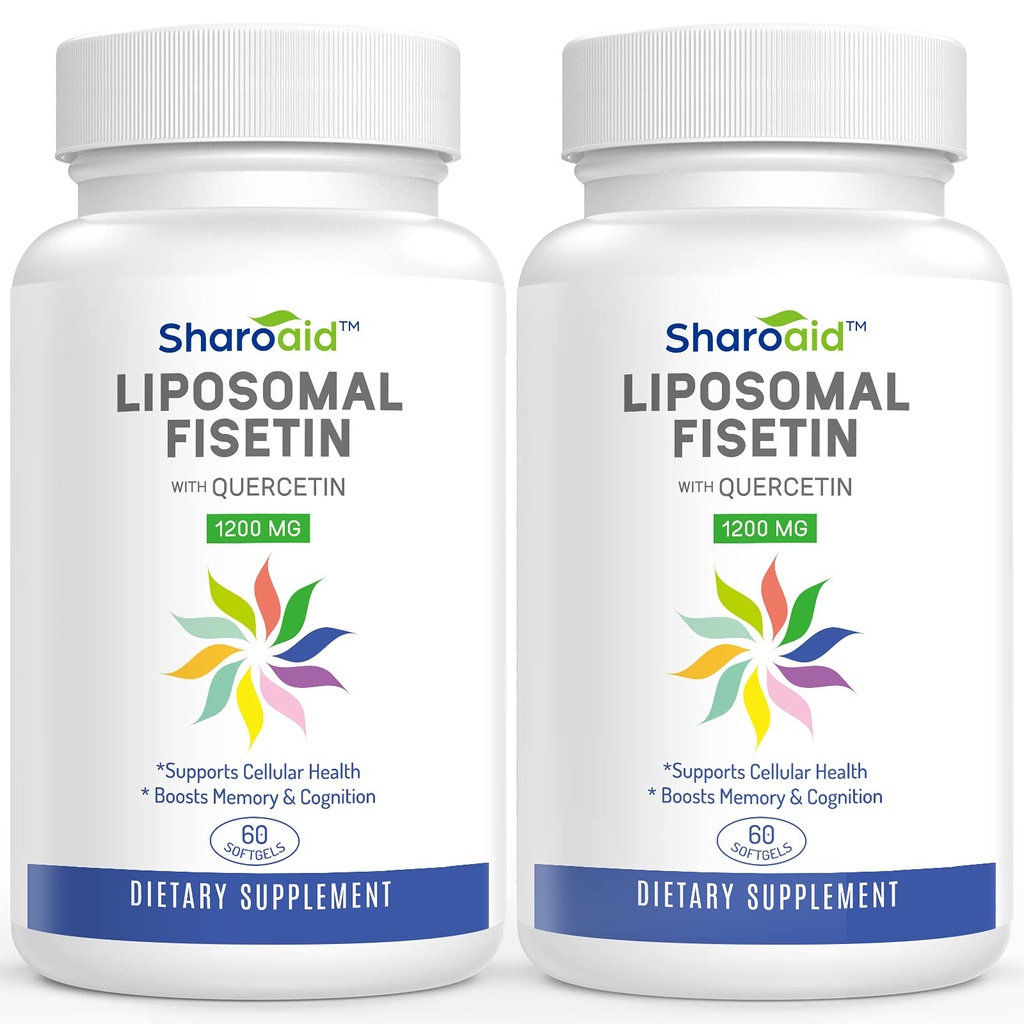 Quercetin를 가진 Liposomal Fisetin는 서빙 당 1200 mg, 여자를 위한 높은 흡수 Polyphenols 산화 방지제, 남성, 비 GMO, 글루텐 자유로운, 2 병-120 Softgels를 보충합니다