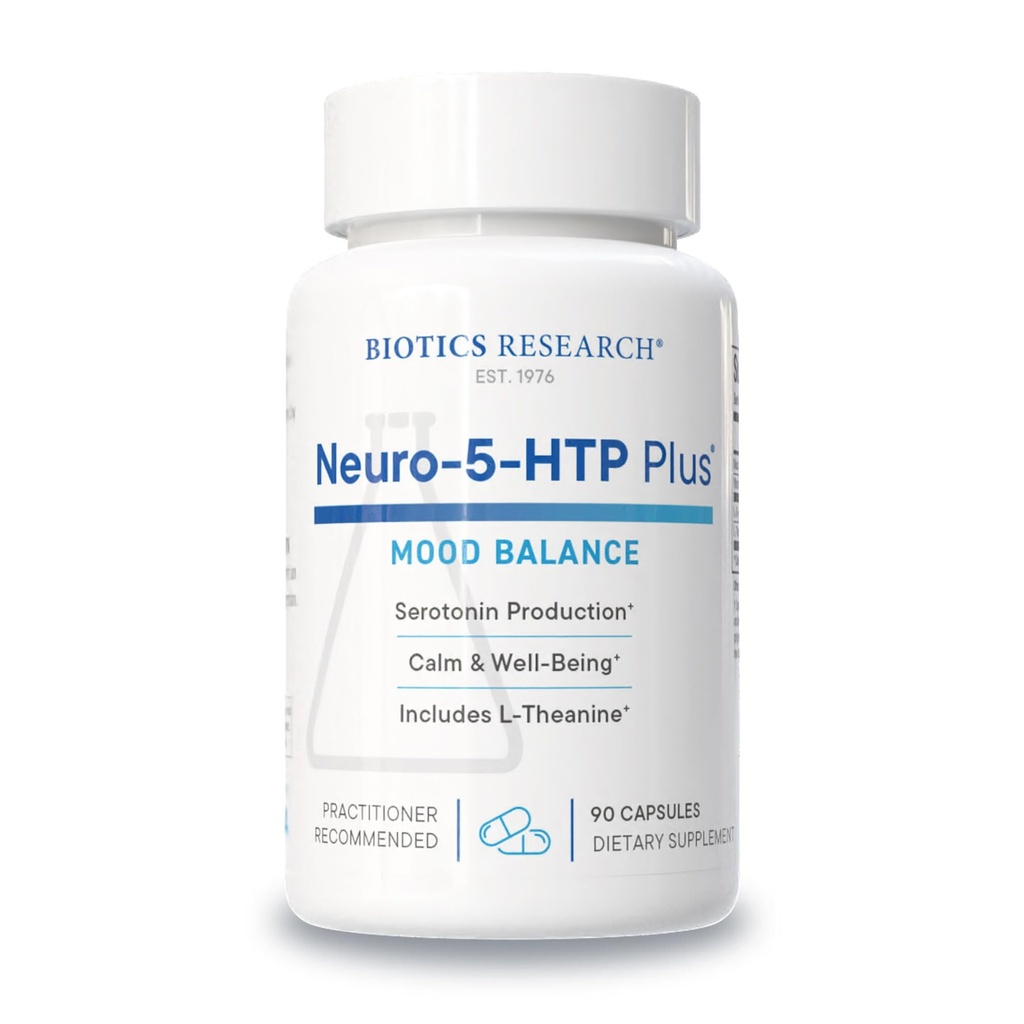 Biotics Research Neuro 5 HTP Plus Neurological Support, Calm Brain Activity, 건강한 수면 패턴, 웰빙의 전반적인 센스, Relaxation 촉진, Serotonin Precursor, L Theanine, 90 캡슐
