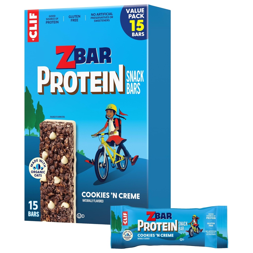 Zbar Protein - 쿠키 'N Creme - Crispy Snack Bar - 유기 Oats로 만든 - Non-GMO - 5g Protein - 글루텐 무료 단백질 바 (15 팩)