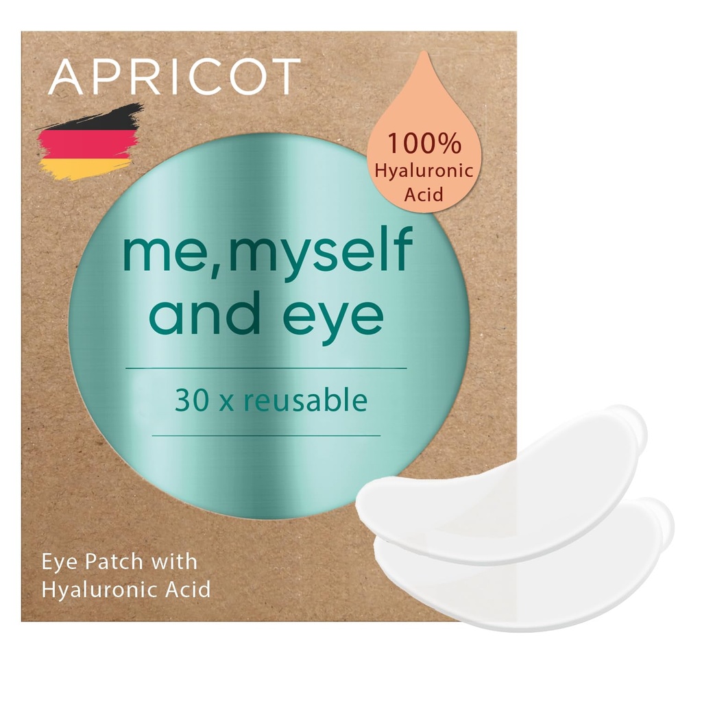 Hyaluronic 산 (팩의 1)를 가진 APRICOT 눈 헝겊 조각 I 노화 방지 눈 패드 “Me, Myself와 눈” 나는 눈 주름을 감소시킵니다 I 재사용할 수 있는 눈 헝겊 조각 I 독일에서 만든 주름에 대하여 실리콘 패드