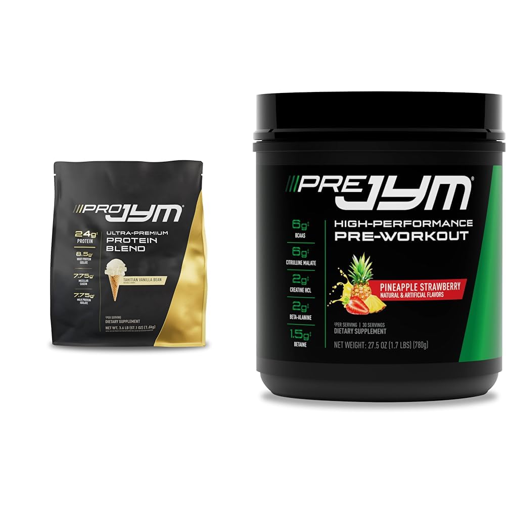 PRO JYM 45 서빙 - 타히티안 바닐라 콩 & PRE JYM 30 서빙 - 파인애플 딸기
