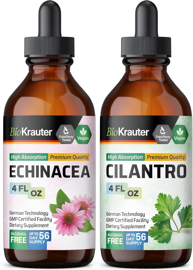 BIO KRAUTER Echinacea Tincture 4 Fl. Oz. & Cilantro Tincture 4 Fl. 오즈.