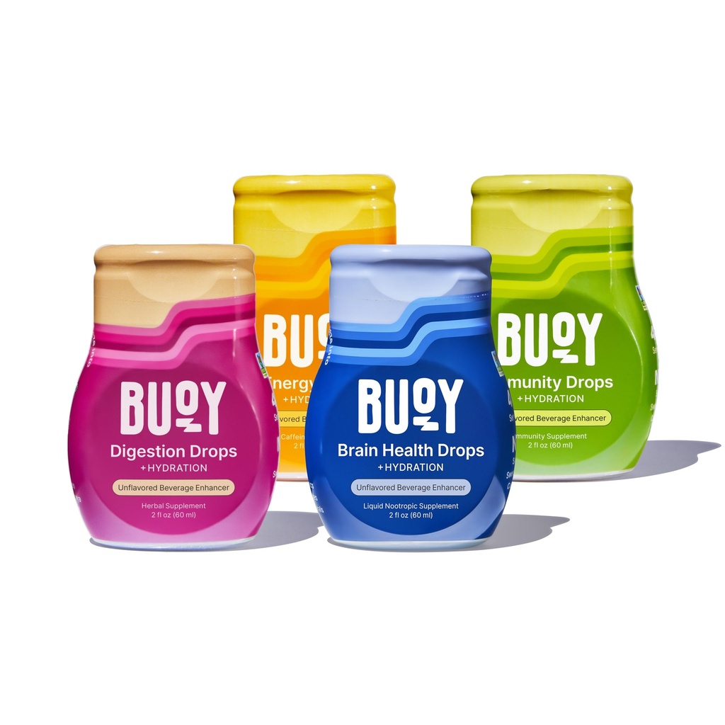 Buoy Electrolyte Drops 다양한 팩 Digestion + Brain + Energy + Immunity | 160 서빙 | 설탕, 감미료 없음 | Dietitian 권장 | Trace Mineral | Unflavored, Subtle Mineral Taste