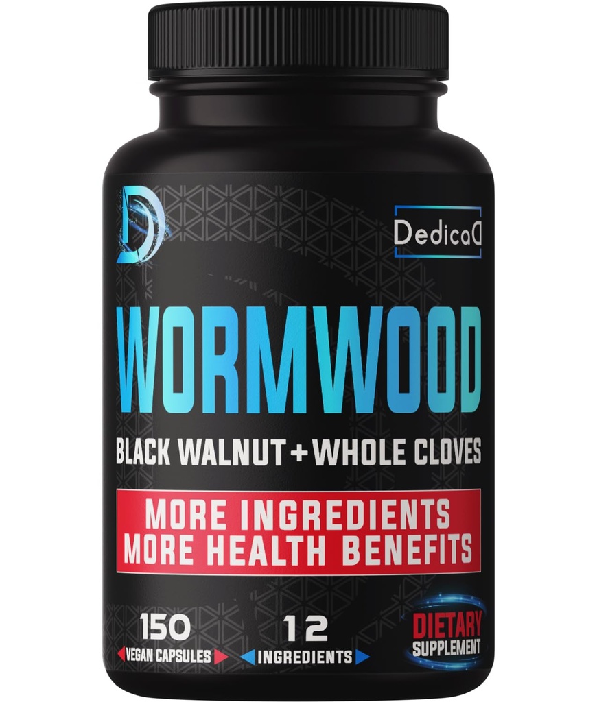 Premium Wormwood Extract Capsules - 5 개월 공급 Immune - 12 허브 Black Walnut Leaves, Ginger, Turmeric & More - 150 개