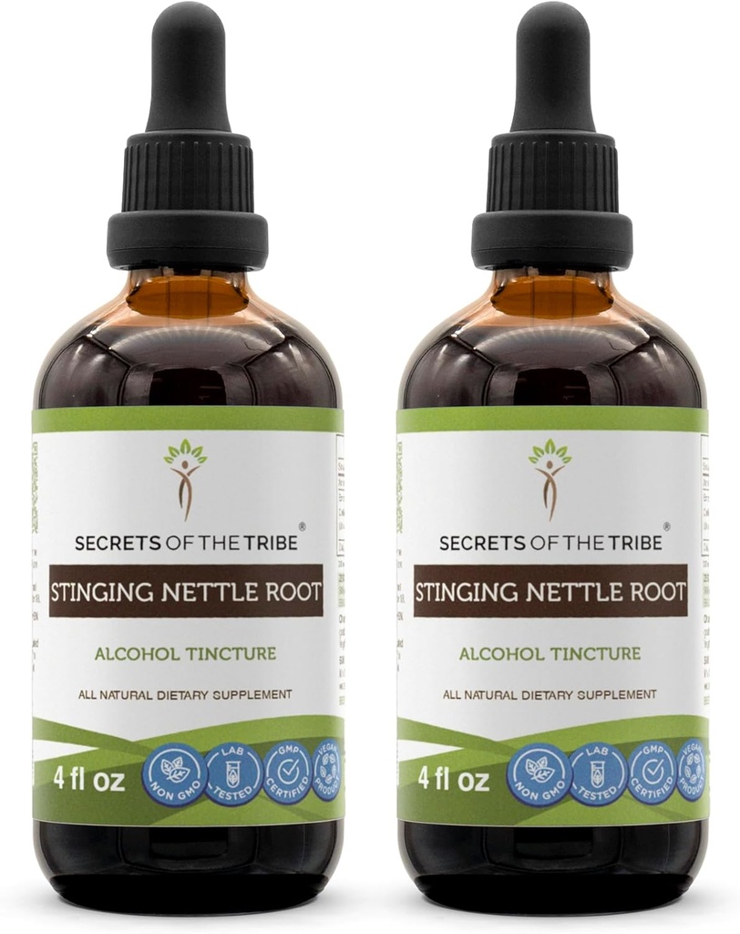Tribe Sting Nettle Root Tincture 알코올 추출, 높은-Potency 초본 드롭, Tincture Sting Nettle Urtica Dioica Respiratory 및 Urinary System Health 2x4 oz의 비밀