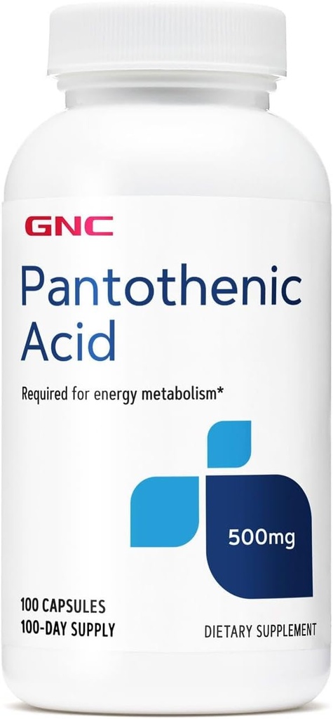 GNC Pantothenic 산 500mg, 100 캡슐, 에너지 대사에 있는 지원