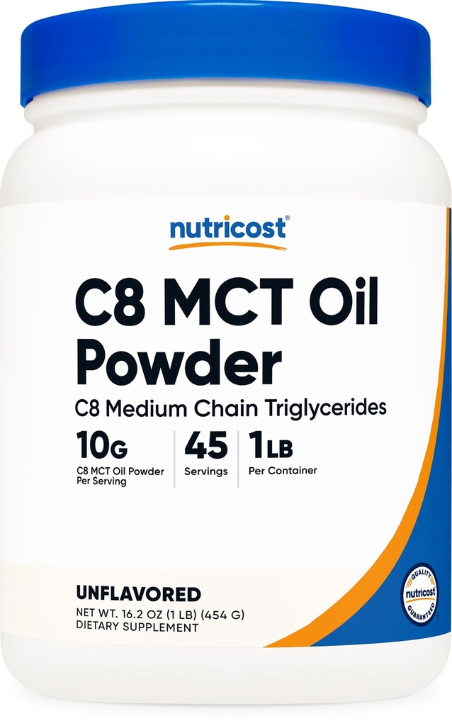 Nutricost C8 MCT 기름 분말 1LB (16.2oz) - 95% C8 MCT 기름 분말