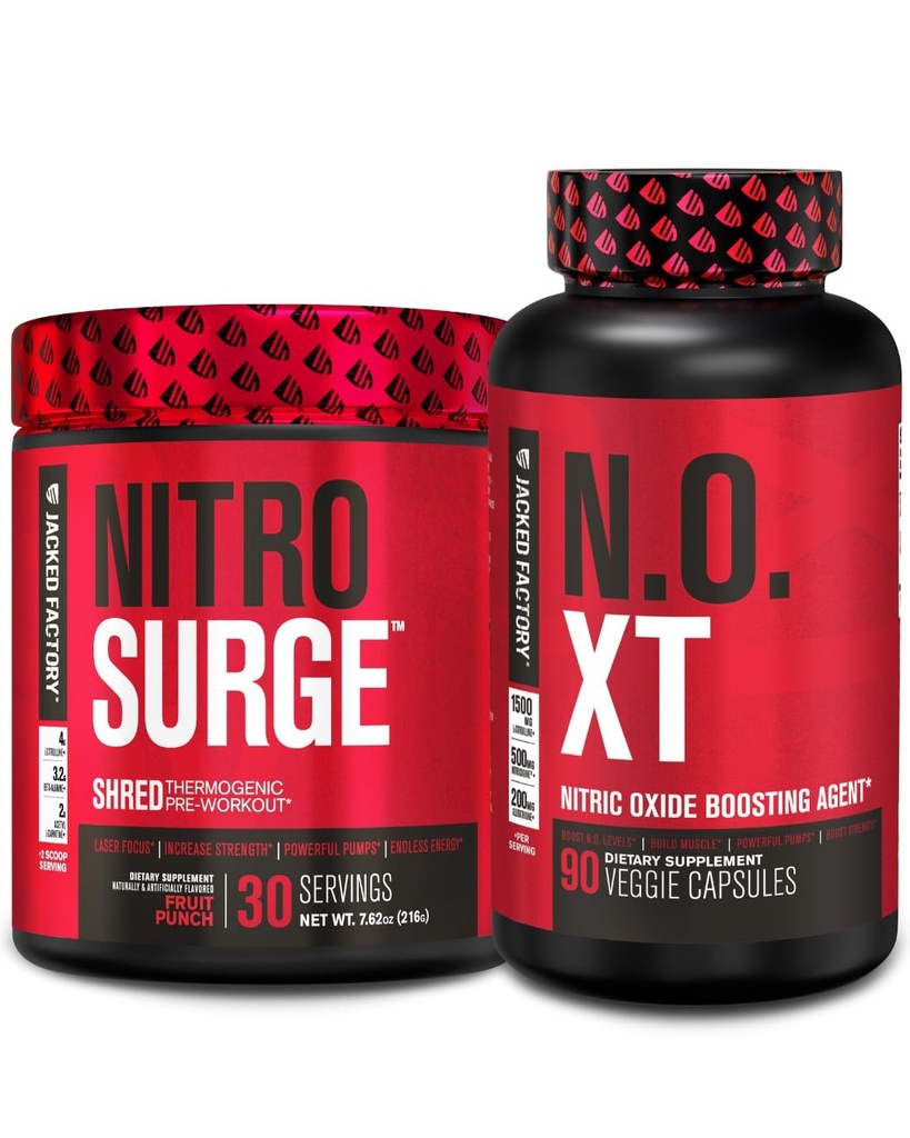 Jacked 공장 Nitrosurge는 과일 펀치 & N.O. 남자 & 여자를 위한 XT Nitric 산화물 승압기에 있는 Thermogenic 전 운동을 꿰맵니다