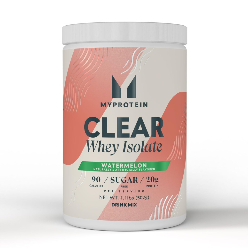 Myprotein Clear Whey Isolate Protein Powder, 1.1 Lb (20 서빙) 수박, 서빙 당 20g 단백질, 자연적으로 맛을 낸 음료 혼합, 뛰어난 성능을위한 일일 단백질 섭취