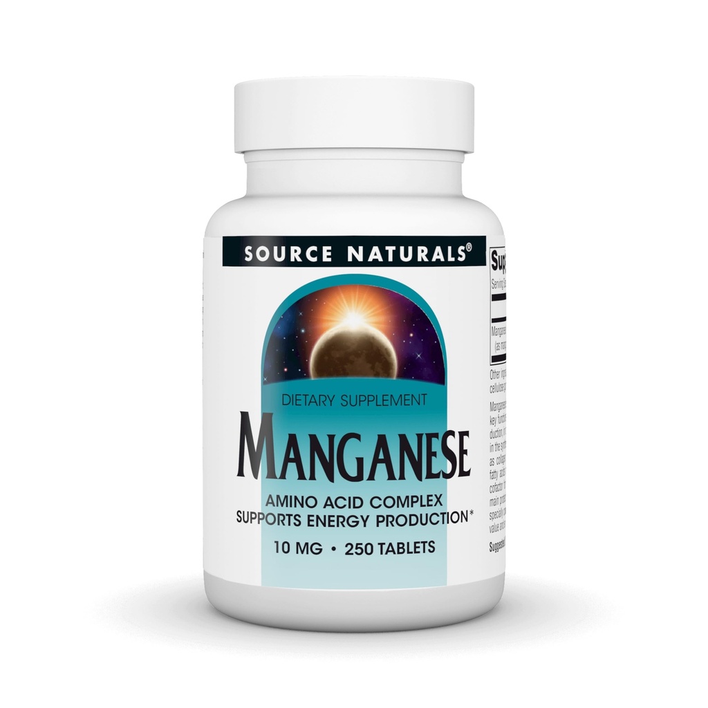 Source Naturals 망간, 아미노산 킬레이트 - 에너지 생산 지원 - 250 정제