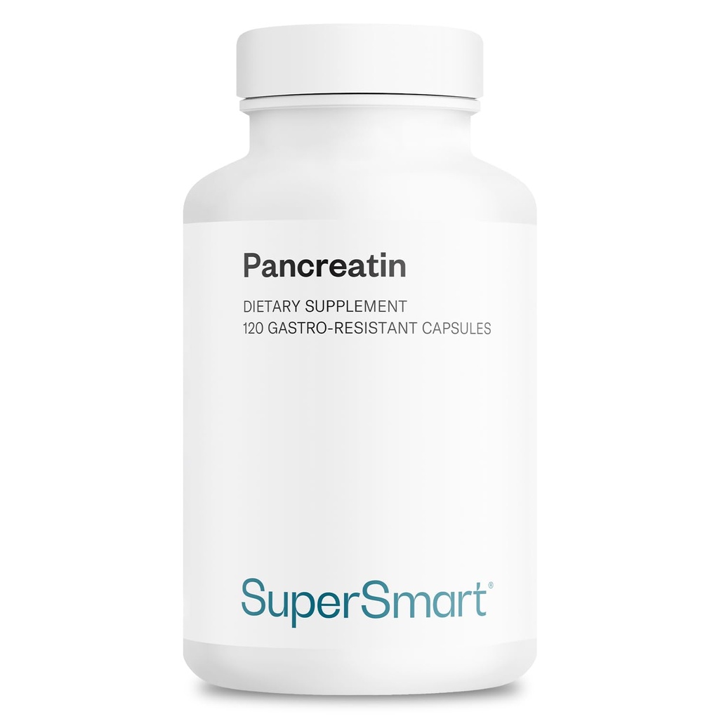 Supersmart - 일 당 Pancreatin 10X 4000 (Extra 힘) - 소화 효소 보충 - Protease, Lipase, Amylase, Trypsin - 건강한 소화 지원으로 - | Non-GMO & 글루텐 무료 - 120 DR 캡슐