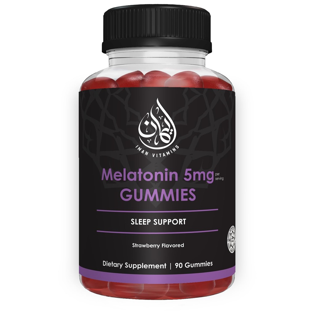 Halal Melatonin Gummies | 2.5 mg - 5 mg | 자, 수면 지원 | 자연, 채식, 비 GMO, 글루텐 프리, 젤라틴 프리 | Ault, Men, Women | 45-90 인분