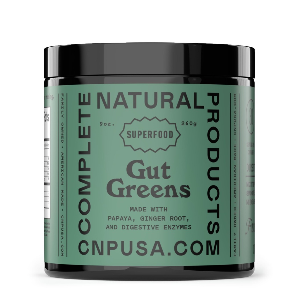 Gut Greens Superfood Powder Formula Supplement - 놀라운 Raw Digestive Enzyme 보조 식품 잔디 혼합, 9oz, 30 서빙