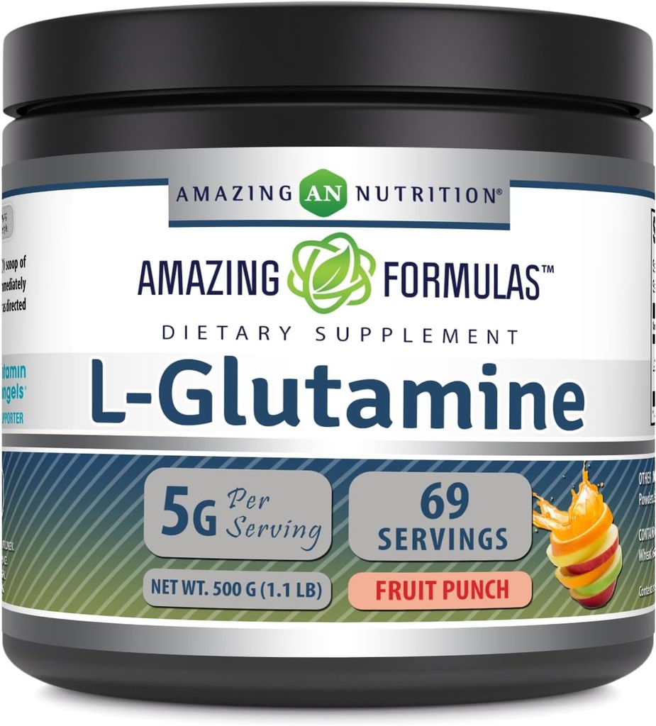 Amazing Formulas L-Glutamine Powder | 아미노산 보충 | 비 GMO | 글루텐 프리 | 미국제작품(Fruit Punch | 1 Lb)